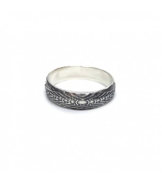 R002312 Handmade Sterling Silver Ring Band Spider Web 6mm Wide Solid Stamped 925